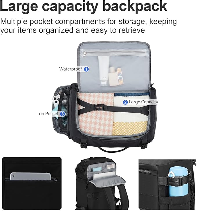Carry On Travel Backpack Flight Approved Laptop Backpack for Women Men | Personal Item Travel Bag, Casual Weekender Daypack with Wet Pocket for Business, Hiking - Image 3