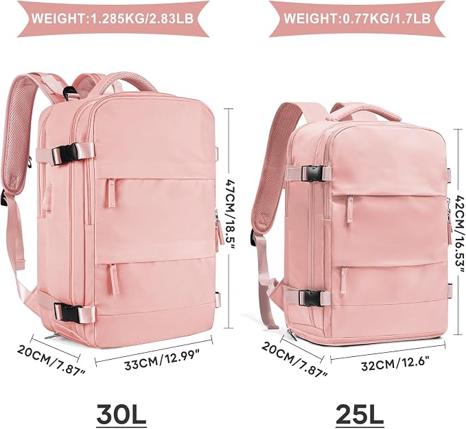 coowoz Large Travel Backpack For Women Men,Carry On Backpack,Hiking Backpack Waterproof Outdoor Sports Rucksack Casual Daypack Travel Essentials Pink - Image 3