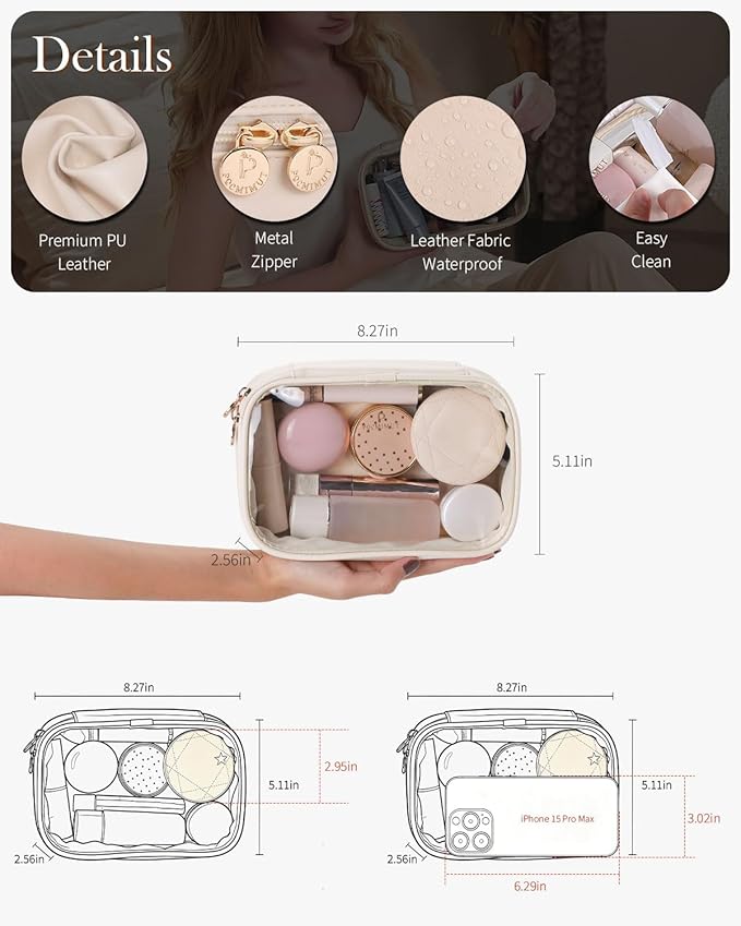 Pocmimut Small Makeup Bag,Clear Make Up Bag Organizer Carry-on Travel Essentials,TSA Approved Toiletry Bag Clear Cosmetic Bags for Women Men,Black - Image 5