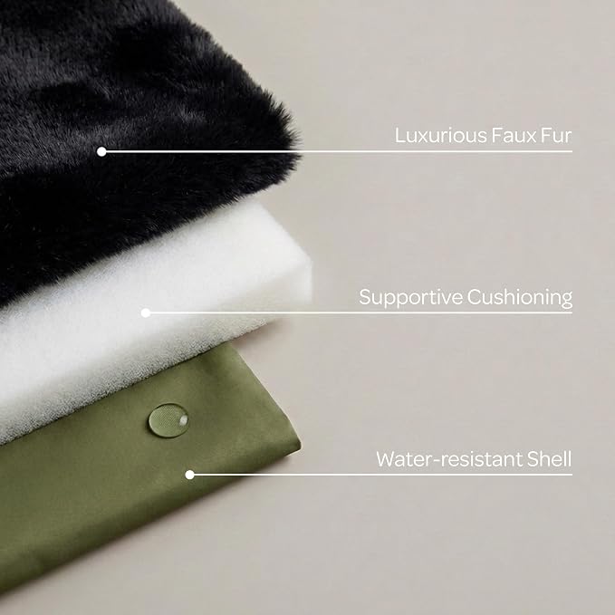 4 Cats & Dogs Gus Travel Bed – Portable Foldable Dog Bed & Pet Cushion Mat with Soft Faux Fur, Water-Resistant Nylon, Zippered Suitcase Design for Camping & Travel- Medium (29.5″ x 39.5″), Army - Image 5