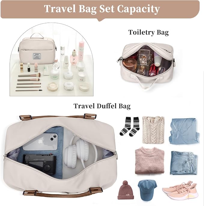 Weekender Bags for Women, Personal Item Travel Bag with Shoes Compartment | Overnight Travel Duffel Bag with Toiletry Bag, Airplane Friendly Carry-On Bag - Image 2
