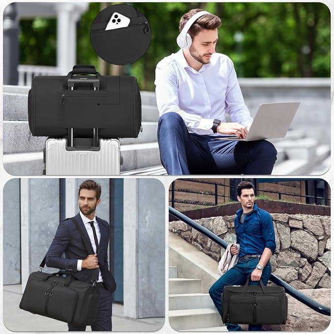 Convertible Garment Duffle Bags for Travel, Garment Bag with Shoe & Laptop Compartment, 2 in 1 Carry on Suit Garment Bags for Men Women, All in One Hanging Suit Travel Bag for Airplanes, 55L - Image 6