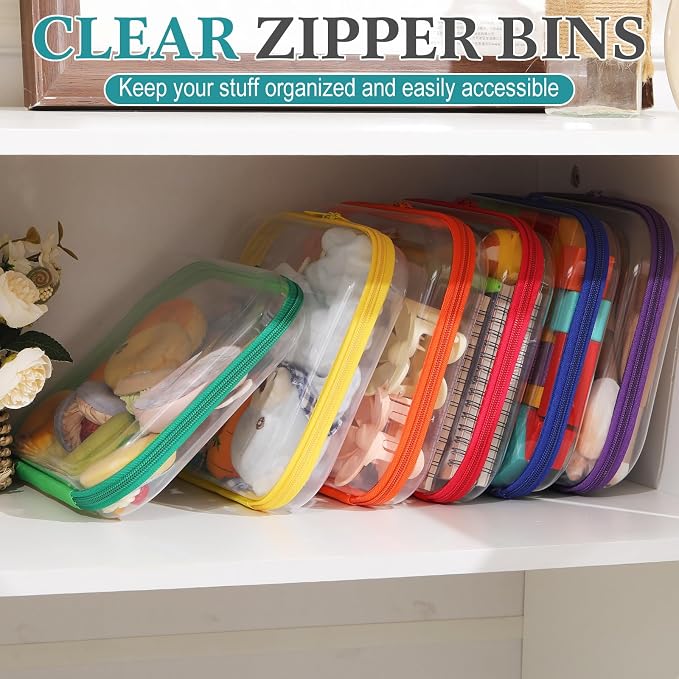Sanwuta 6 Pcs Clear Hard Zipper Case Plastic Zipper Pouches Transparent Makeup Bag Pencil Case Pouches Toiletry Diaper Bag for Travel Toy Storage Organizer Bins - Image 5