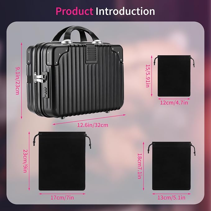 Adult Toy Storage Organizer Case with Lock, 16PCS Private Storage Box Set Includes 15 Pcs 3-Size Velvet Storage Bags, Portable Discreet Adult Toy Organizer for Home, Travel and Personal Use, Black - Image 2