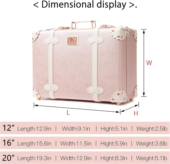 urecity Vintage and Cute Carry-on Overnight Case Non-wheeled Mini Leather Trunk Suitcase with Shoulder Strap - Image 6