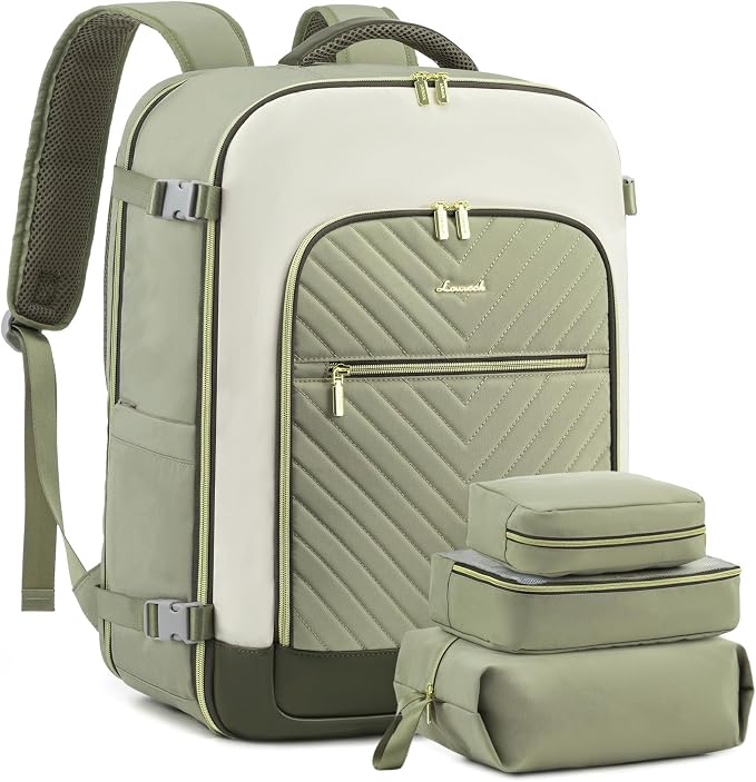LOVEVOOK Large Travel Backpack for Women, TSA Carry on Backpack for Airplanes, 40L Personal Item Travel Bag for Women fits 17" Laptop,Waterproof Carry on Bag Airplane Approved with 3 Packing Cubes by LOVEVOOK
