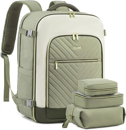 LOVEVOOK Large Travel Backpack for Women, TSA Carry on Backpack for Airplanes, 40L Personal Item Travel Bag for Women fits 17" Laptop,Waterproof Carry on Bag Airplane Approved with 3 Packing Cubes by LOVEVOOK