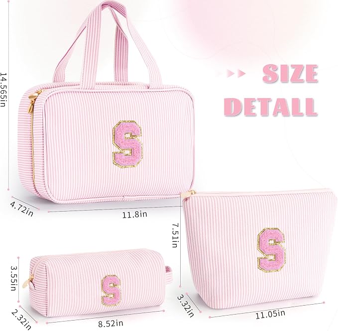Gifts for Teen Girls Women - Travel Hanging Toiletry Bag & Makeup Bag - Personalized Initial Cosmetic Bag | Birthday Gift for Girl Trendy Stuff - Pink S - Image 6