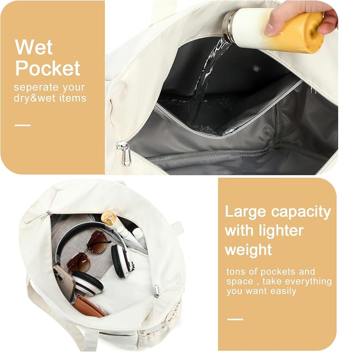 Bluboon Waterproof Beach Tote Pool Bags for Women Ladies Extra Large Carry On Bag With Wet Compartment for Weekender Travel - Image 4