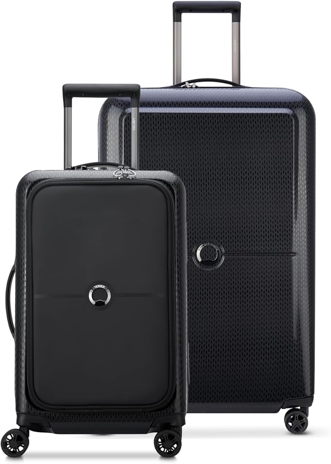 DELSEY PARIS Turenne Hardside Luggage with Spinner Wheels, Black, 2-Piece Set with Soft Pocket (19/27) by DelseyParisLuggage