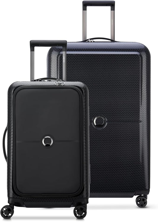DELSEY PARIS Turenne Hardside Luggage with Spinner Wheels, Black, 2-Piece Set with Soft Pocket (19/27) by DelseyParisLuggage