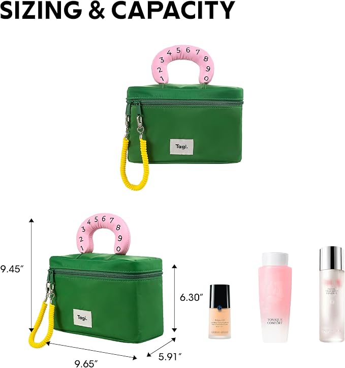Tagi. Callme Hotdog Large Capacity Travel Makeup Bag, Waterproof Polyester Cosmetic Bag for Women, Wide-Open Flat Pouch for Toiletry & Travel, Portable Organizer with Handle & Dividers - Image 2