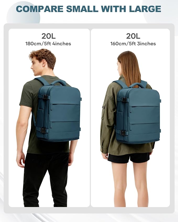 coowoz Travel Backpack Carry On for Women Man Gym Backpack with Laptop Compartment Mochila de Viaje Teacher Personal Item Backpacks Airplane Accessories Must Haves Peacock Blue,20L - Image 7