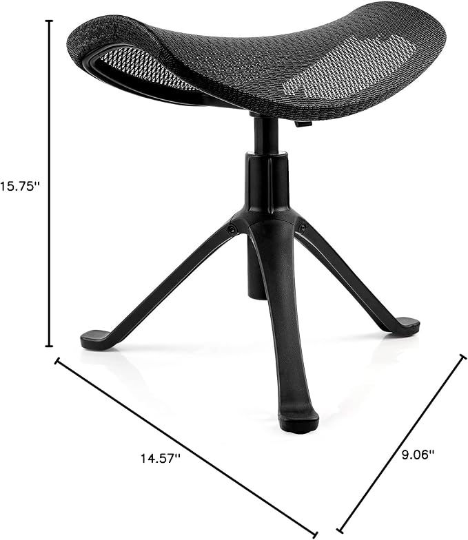 Lilithye Footrest for Desk Adjustable Height 2-in-1 Function Rotatable Ergonomic Under Desk Footrest Ottoman Stool Rolling Leg Rest for Home Office (Black) - Image 2