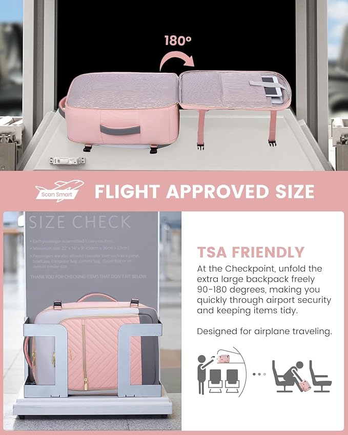 LOVEVOOK Large Travel Backpack for Women, TSA Carry on Backpack for Airplanes, 50L Personal Item Travel Bag for Women fits 17" Laptop,Waterproof Carry on Bag Airplane Approved with 3 Packing Cubes - Image 4