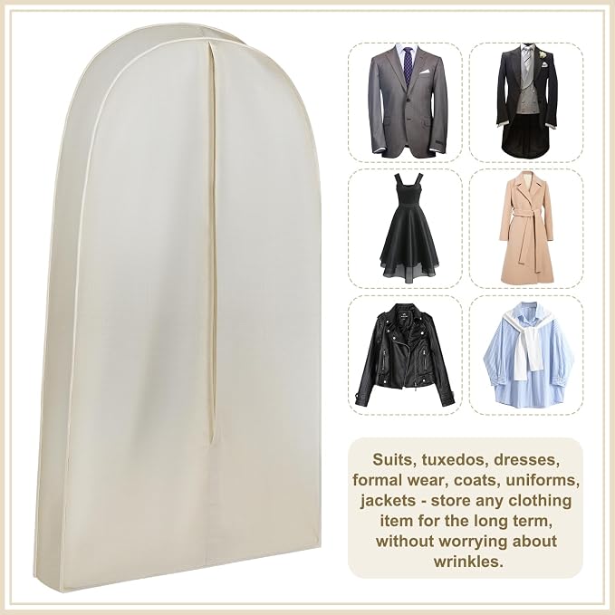 50 Inch Acid Free Cotton Muslin Suit Garment Bag Long Dress Suit Storage Box Closet Organizer for Suits, Coats, Travel Bag - Image 5