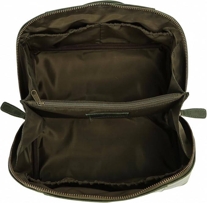 KomalC Luxury Leather Men’s Toiletry Travel Bag – Handmade Shaving Kit with Waterproof Interior, Spacious Storage & Carry Handle – leather travel Kit Bag for Men & Women (Green) - Image 3