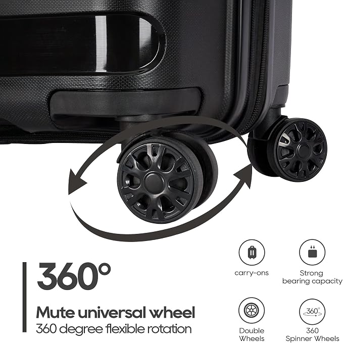 GinzaTravel PP material 3-piece expandable luggage sets with Spinner Wheels， Suitcase with TSA Lock，Large Luggage for Family Travel carry on 20/24/28，Black color - Image 5