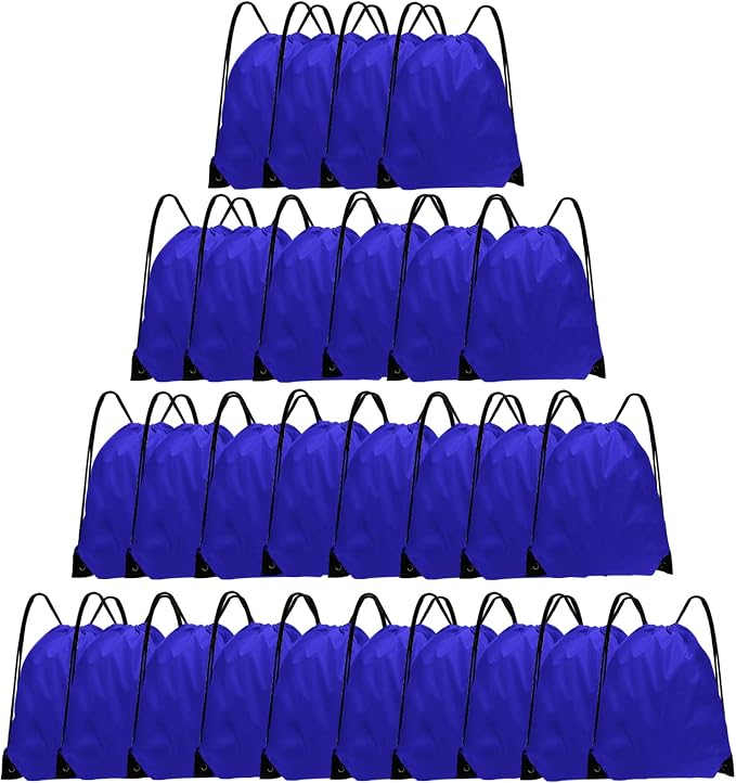 Grneric Drawstring Bags 28 PCS Drawstring Backpack Bulk String Backpack Cinch Bag Sackpack for Men Women Gym (Navy Blue) by Grneric