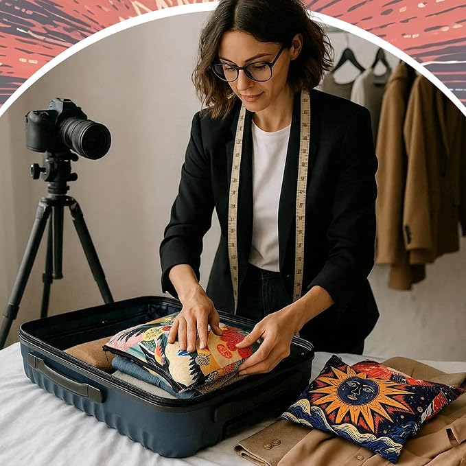 Sweetude 12 Pcs Abstract Art Landscape Makeup Bag Bulk Abstract Art Gifts Portable Travel Cosmetic Bags with Zipper Mountain Waterproof Roomy Travel Toiletry Organizer Storage Beauty Pouch for Women - Image 6