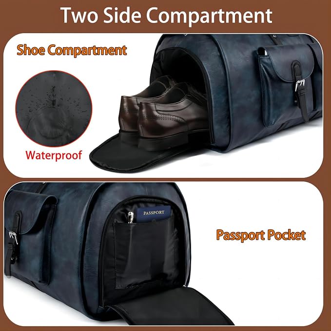Garment Bag for Travel, Convertible Carry on Garment Duffel Bag for Men 3Pcs Weekender Bag 2 in 1 Hanging Suitcase Suit Bag - Image 5