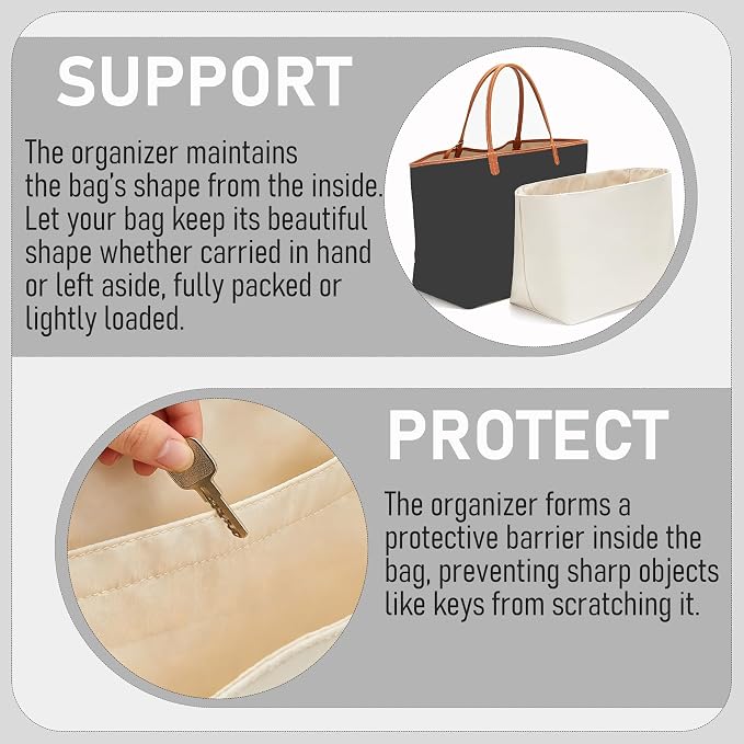 Nylon Tote Bag Organizer Insert, Purse Organizer Insert for Saint Louis PM Bags, Tote Insert for Goyard ST, Waterproof Inner Shaper with 13in Laptop Sleeve, Elastic Cup Holder & YKK Zipper - Image 7