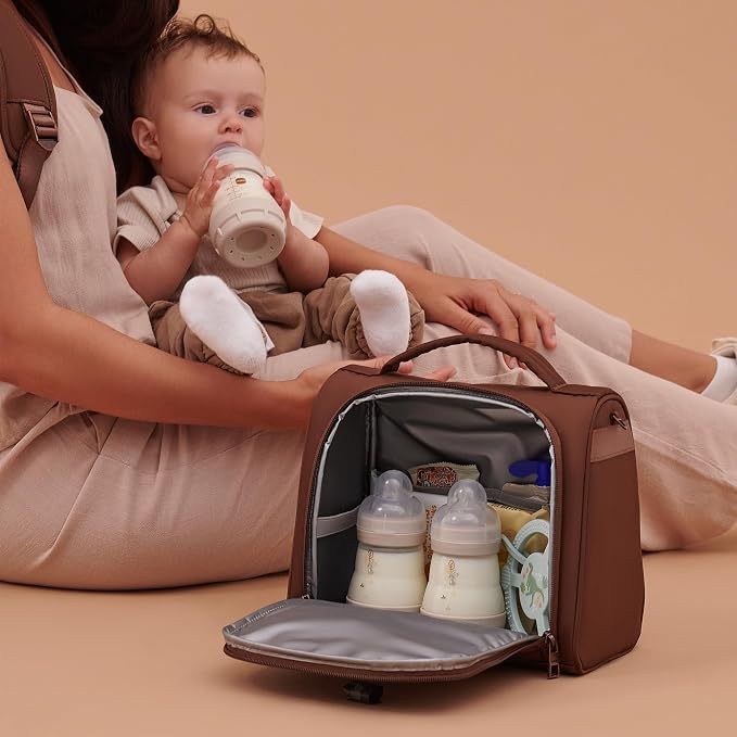 JuJuBe Insulated Bottle Bag, Breastmilk Cooler Fits 3 Baby Bottles, Storage Tote for Nursing Mom, Daycare & Travel, Lunch Bag w/Handle & Shoulder Strap (Espresso) - Image 7