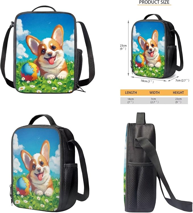 Cute Corgi Backpack for School Girls Backpack with Lunch Box Water Bottle Holder and Soft Pencil Case 4PCS Set 17" Large Bookbag with Compartments Lightweight Elementary School Bag for Kids - Image 5