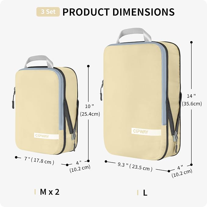 Cipway Compression Packing Cubes for Travel Ultralight Expandable Packing Organizers for Carry on Luggage (Vanilla Cream 3 Set) - Image 5