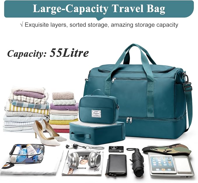Extra Large Travel Duffel Bag, Carry-On Weekender Bags for Women Travel | Overnight Weekend Bag with Shoes Compartment for Travel Business Trips Sport Hospital,3 Pcs - Image 3