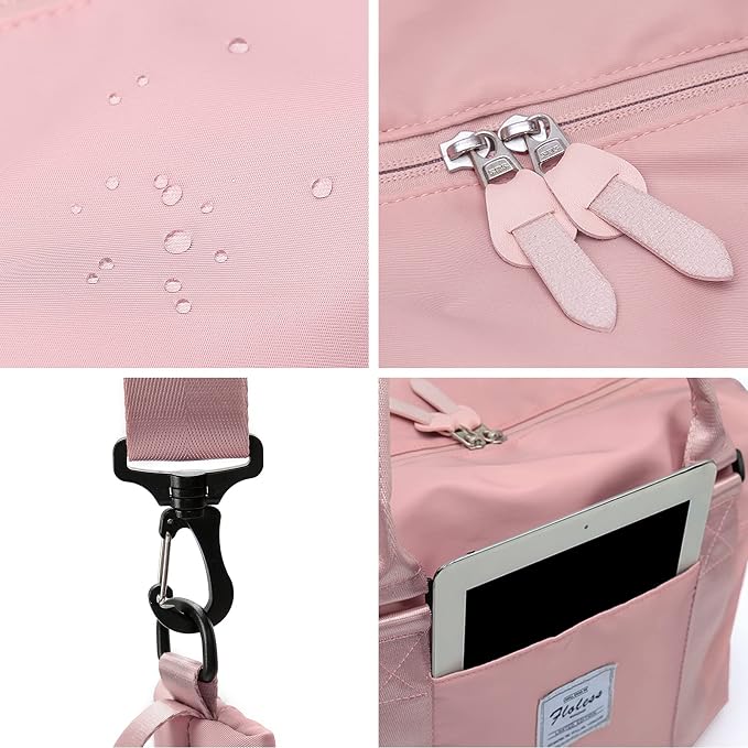 Travel Duffel Bags for Women,Weekender Overnight Bag with Wet Pocket & Toiletry Bag,Carry On Personal Item Bag,Travel Tote Gym Bag, Pink, Large - Image 7
