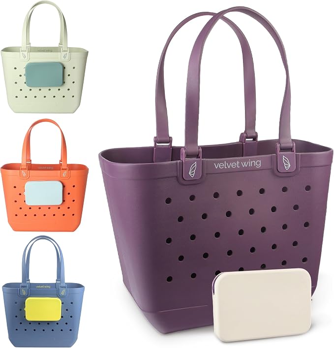 Large Rubber Beach Tote Bag - Waterproof Bag With Sand Proof Pouch For Beach, Travel, Pool (13.7" x 9.4" x 18.9") - Image 9