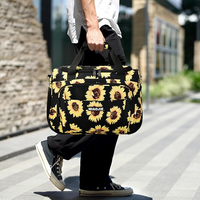 Underseat Carry On Luggage Lightweight Travel Tote Weekender Bag Overnight Duffle Bag for Travel, Travel Essentials Personal Item Travel Bag for Women and Men, Sunflower-16Inch - Image 6