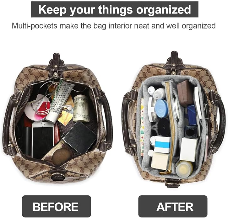 OMYSTYLE Purse Organizer Insert, Felt Tote Bag Organizer Insert with 5 Sizes, Handbag Dividers for Inside Purse, Compatible with Longchamp, Neverful, Speedy and More - Image 4