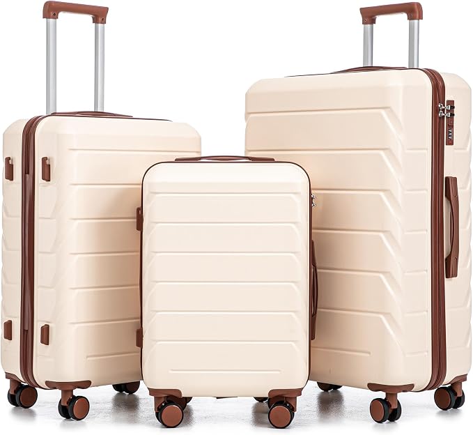 Luggage Sets 3 Pcs Suitcase set, ABS Hardside Suit case with Spinner Wheels Lightweight by Merax