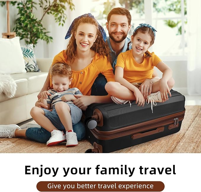 LARVENDER Luggage Sets 6 Piece, Suitcases With Wheels, Expandable Hardshell Carry on Luggage Suitcase Set, Lightweight Travel Luggage Set with TSA Locks for Men and Women, Black - Image 8