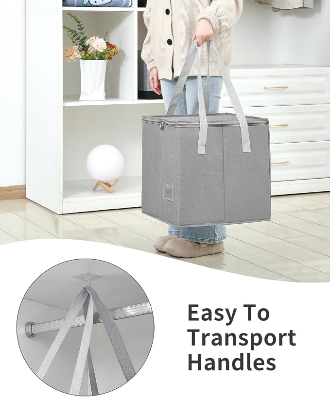 Qozary 2 Pack Clothes Hanger Organizer Bag-Rigid Hanger Storage Containers with Lid for Dustproof, Large Hanger Holder, Hanger Caddy Organizer Box with Handle-Keep Hangers Separate - Image 3