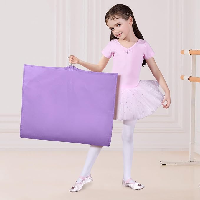 Univivi Dance Costume Bags Garment Bag 40 Inch Hanging Clothes for Dance Competitions, with 3 Medium Clear Zipper Pockets for Dance Costumes, Closet Storage (Purple) - 4 Pack - Image 6