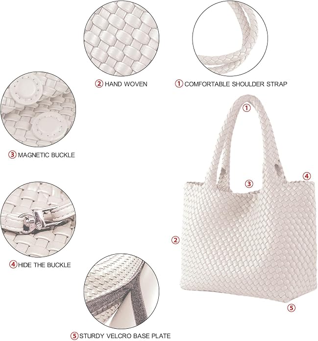 JINMANXUE Fashion Woven Bag Shopper Bag Travel Handbags and Purses Women Tote Bag Large Capacity Shoulder Bags - Image 6
