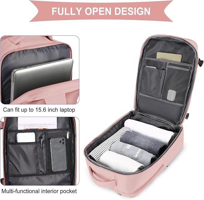 coowoz Large Travel Backpack For Women Men,Carry On Backpack Flight Approved,Hiking Backpack Waterproof Outdoor Sports Rucksack Casual Daypack Fit 15.6 Inch Laptop Shoes Compartment - Image 5