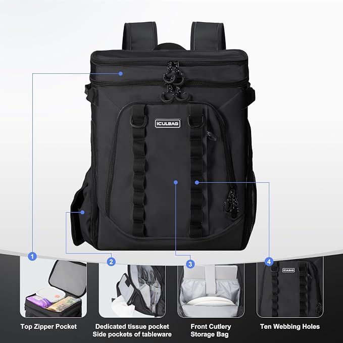 Beach Cooler Backpack for Men 36cans Insulated Backpack Cooler Lunch Bag for Women Camping Hiking Picnic Travel for 18 Hours Cooling 30L - Image 5