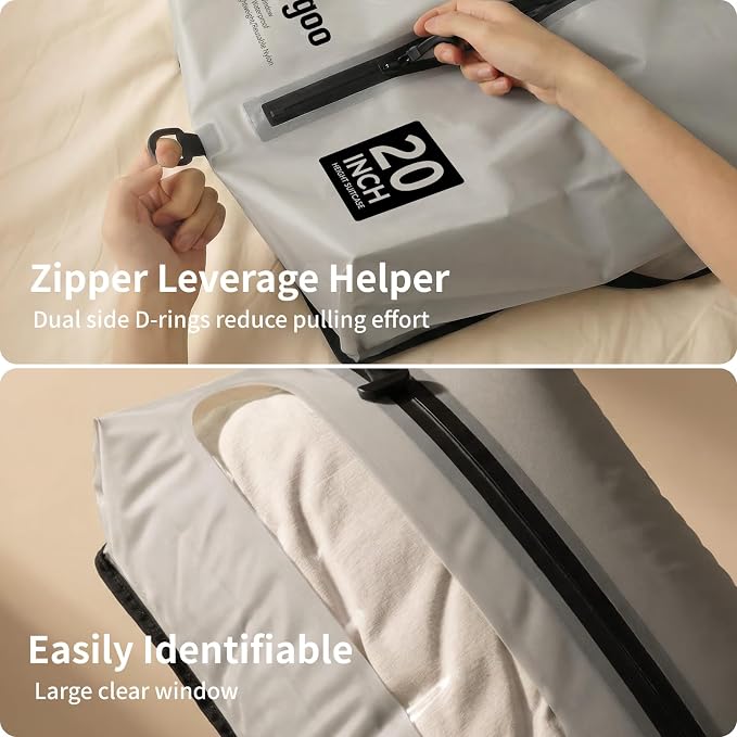 Vacuum Seal Bags for Travel with Pump, Light Grey, 20+20+28 | Reusable Nylon, Compression Packing Cubes, Space Saving for Carry-On Checked Suitcase & Backpack, Odor & Waterproof, 3 Pcs - Image 5