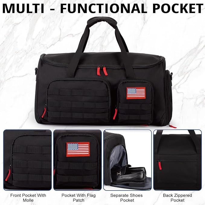 ATRIPACK Duffle Bag for Men,Tactical Duffle Bags for Travel,55L Large Capacity Convertible Garment Bag With Shoes Compartment, Multi-functional Gym Bags Suit Bag for Traveling Workout Business Trip - Image 3