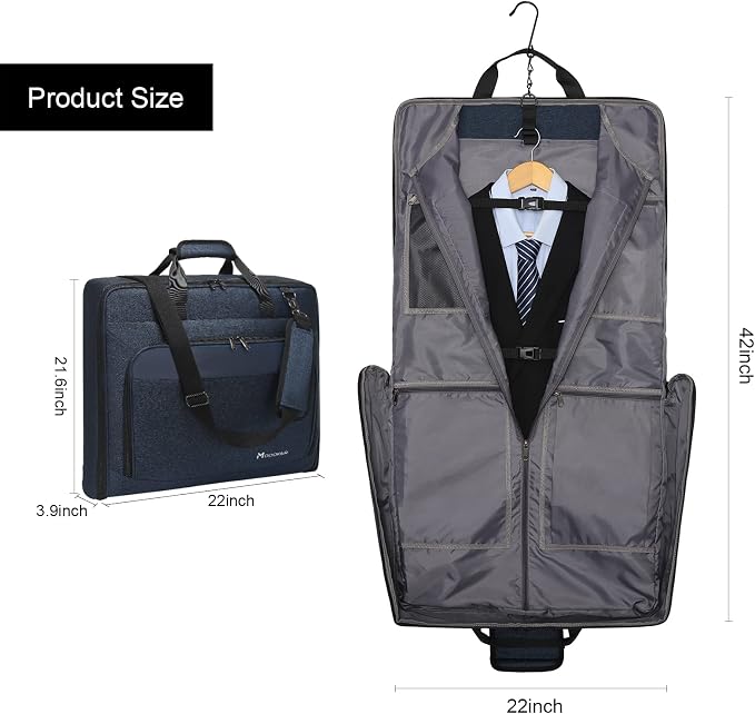 Modoker Carry On Garment Bags for Travel Hanging Clothes Suit Bag Luggage Organizer, Foldable Suit Carrier Gift for Men Women - Image 4