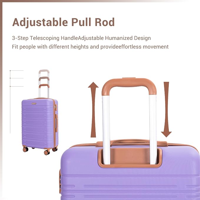 Luggage Sets 3 Piece,Suitcases with Double Spinner Wheels and TSA Lock,Hardcase 5 set Luggage with Travel Duffel Bag,Carry On Luggage Set - Image 6