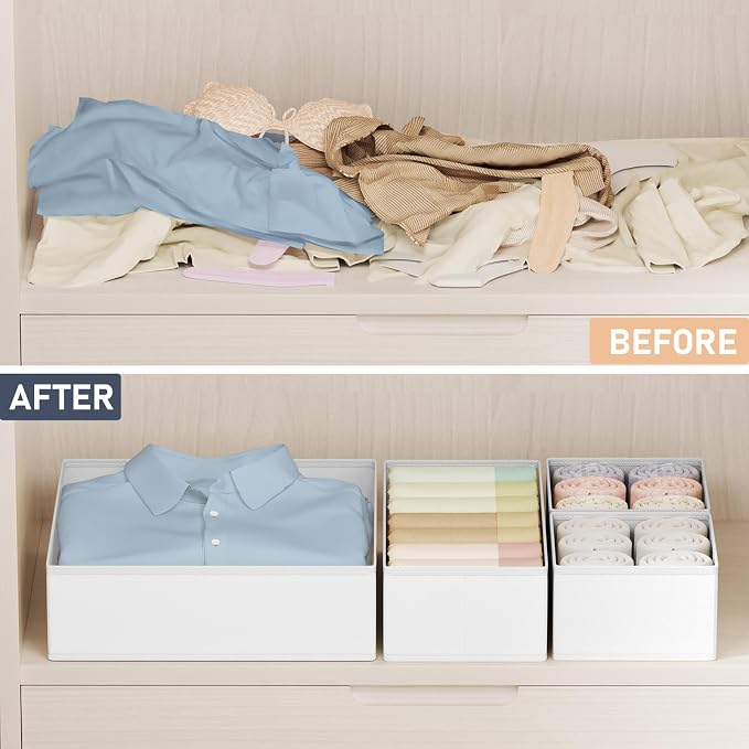 DIMJ Drawer Organizer Clothes Storage - 24 Pack Baby Dresser Organizer for Nursery, Small Fabric Closet Drawer Organizer Bins for Underwears Socks, Foldable Storage Dividers Organization for Bedroom - Image 6