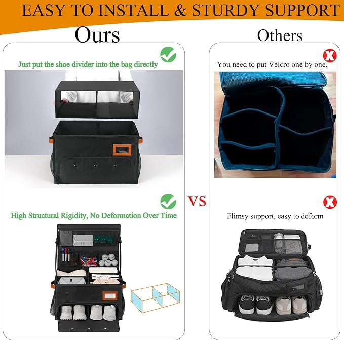 2 Layer Golf Trunk Organizer, Golf Organizer with 2 Pairs Shoes Compartment, Golf Storage Waterproof Car Trunk Locker for Balls, Caps, Clothes, Gloves, Accessories, Gifts for Golfers - Image 3
