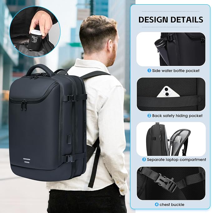 TANGCORLE Vacuum-Compressed Travel Backpack: Expandable, Airline-Approved Laptop Backpack—Unisex Business Backpack - Image 8