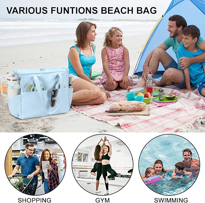Bluboon Waterproof Beach Tote Pool Bags for Women Ladies Extra Large Carry On Bag With Wet Compartment for Weekender Travel - Image 7