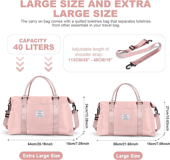 Travel Duffel Bag, Carry On Overnight Weekender Bags for Women | Travel Bag with Wet Pocket & Trolley Sleeve, For Spirit Airlines 18x14x8 Personal Item Bag - Image 3